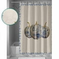 thumbnail image 4 of Fall Thanksgiving Shower Curtain, 48" x 72", Pumpkin with Floral Vintage Blue and White Porcelain Waterproof Bathroom Curtain Washable Shower Curtain Set with 12 Hooks, 4 of 6