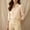 #0200-Khaki, variant on Womens Blouse 3/4 Sleeve Striped Button Down Puff Sleeve Lapel Top Elegant Breathable for Office Casual