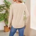 thumbnail image 7 of Jewelreauty Women's Round Neck Pullover Tops Long Sleeve Solid Color Comfort Shirts Fashion Loose Casual Blouses (S, Beige), 7 of 7