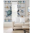 thumbnail image 3 of Blackout Curtains for Bedroom, Ocean Turtle Room Darkening Window Drapes for Living Room, Coastal Blue Starfish Shell Conch Wood Grain Thermal Insulated Grommet Curtains, 52x63 inch, 2 Panels, 3 of 9
