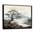 thumbnail image 2 of Designart "Grey Minimalism Tree Ink euphony" Landscape Trees Floater Framed Canvas Print, 2 of 7