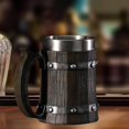 thumbnail image 6 of yotijay Wood Barrel Beer Mug 600ml Supplies Tea Mug for Unique Gifts Juice Beverages Style B, 6 of 9