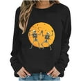 thumbnail image 5 of Kilaqueen Funny Graphic Crewneck Sweatshirts Women Soft Comfort Halloween Hoodies Oversized Sweatshirt Cat Fall Shirts Long Sleeve Tunic Tops, 5 of 6