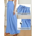 thumbnail image 5 of FEOYA Women's Wide Leg Flowy Pants High Waist Flared Trousers Palazzo Trousers with Pockets Loose Drawstring Pants Elastic Waist Casual Spring Summer S, 5 of 7