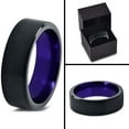 thumbnail image 3 of P. Manoukian Tungsten Wedding Band Ring 6mm for Men Women Purple Black Flat Cut Brushed Polished Lifetime Guarantee Size 5.5, 3 of 3