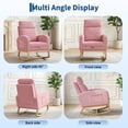thumbnail image 4 of Teddy Fabric & PU Upholstered Nursery Rocking Chair with Adjustable Footrest, Two Side Pockets, High Backrest & Solid Wooden Legs, Comfortable Glider Armchair for Nursery, Living Room, Bedroom, 4 of 7