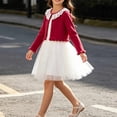 thumbnail image 6 of Girls Red Cardigan Cotton Lace Ruffle - Cropped Open Front Knit Bolero 2-14,Size 4-5 T, 6 of 8
