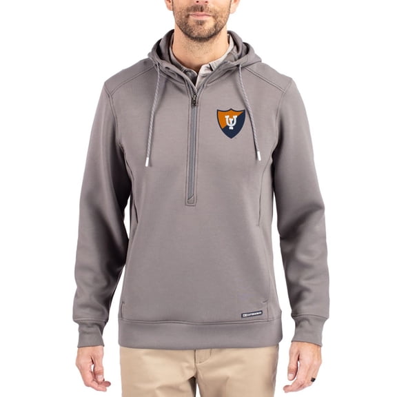 Men's-Cutter & Buck  Gray Illinois Fighting Illini Roam Eco Recycled Half-Zip Pullover Hoodie