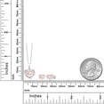 thumbnail image 2 of Gem Stone King 925 Sterling Silver Rose Rose Quartz and White Moissanite Pendant Necklace Earrings Set for Women (3.21 Cttw, Heart Shape 8MM and 6MM, with 18 inch Chain), 2 of 3