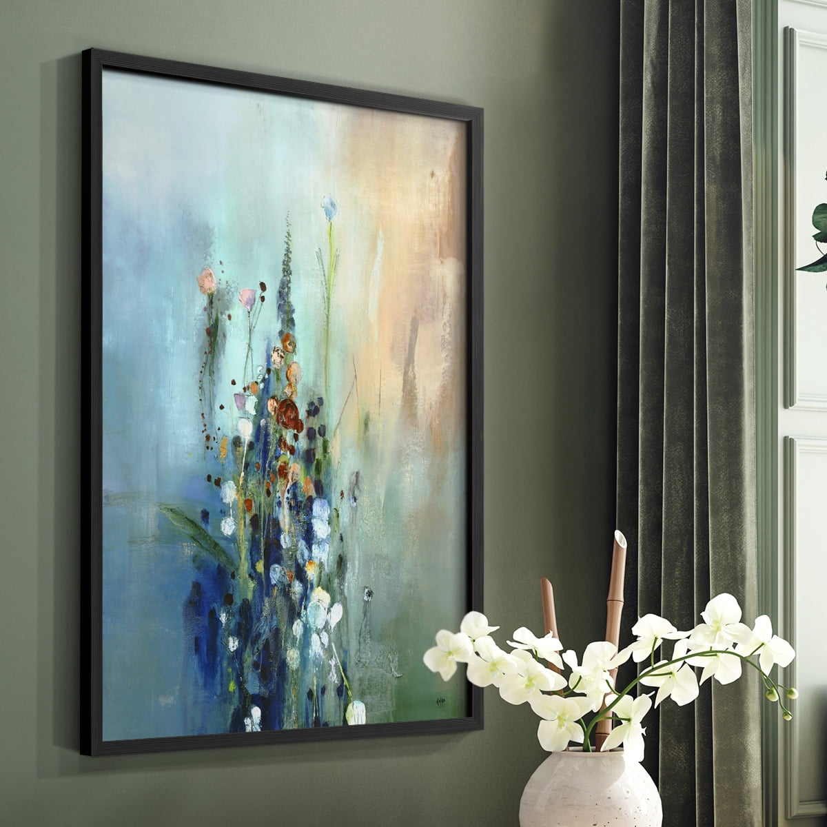 Current Air I Framed Print in Black Solid Wood Framed Print No Nail Hanging