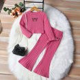 thumbnail image 2 of TOWED22 Infant Toddler Girls Cute Outfits Fall Winter Clothes 2pcs Long Sleeve Graphic Sweatshirt and High Waist Pants Set Clothing(Pink,5-6 Y), 2 of 7