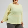 thumbnail image 6 of APEXFWDT Women's Plus Size Long Sleeve T-Shirt Moisture-Wicking Athletic Top with Side Slits for Workouts & Gym,XXXL,Yellow, 6 of 6