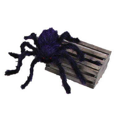 Spooky Giant Fuzzy Posable Halloween Spider 30" Hanging Decoration, Purple