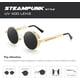 thumbnail image 4 of Montura dorada Lentes grises: gafas de sol polarizadas redondas para hombres y mujeres inspiradas en el estilo retro Steampunk en círculo metálico, 4 of 5