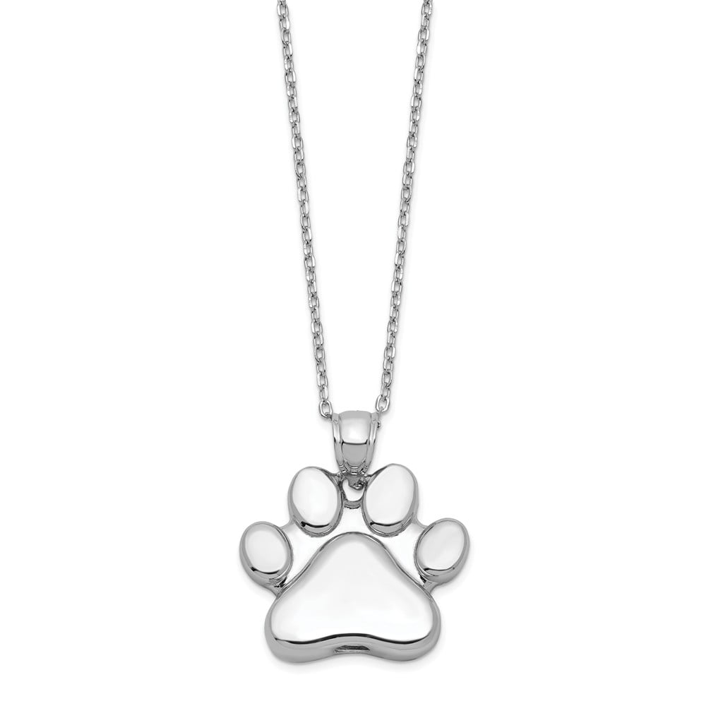 Diamond2Deal - 925 Sterling Silver Paw Print Ash Holder 18in Necklace ...