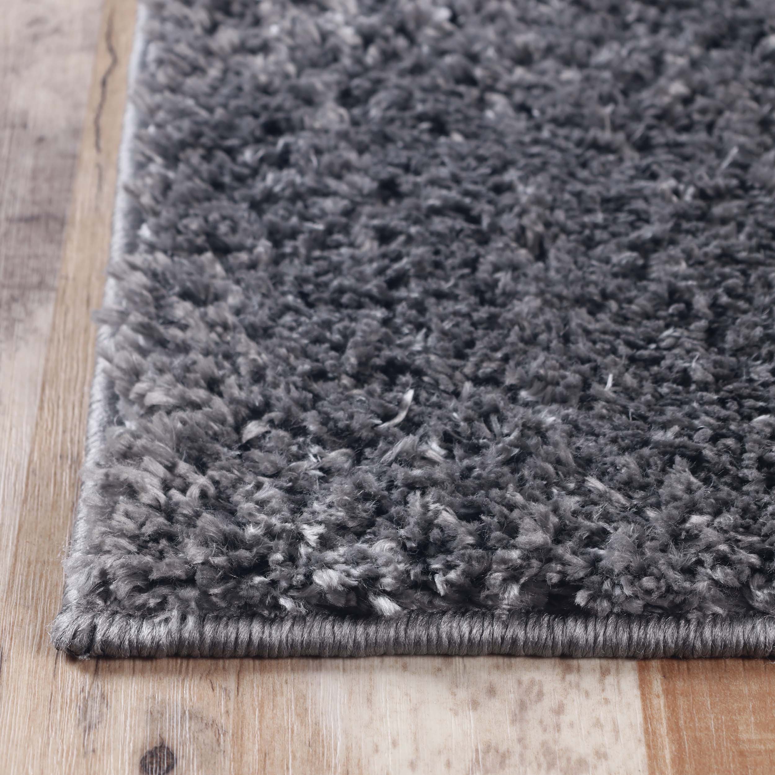 BNM Solid Indoor Shag Runner or Area Rug, 8' x 10', Grey