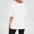 thumbnail image 4 of Womens Shirts Blouse Women's Oversized Monochromatic Quarter Sleeved V-neck Sports Shirt Casual Loose Pullover T-shirt Top, 4 of 6