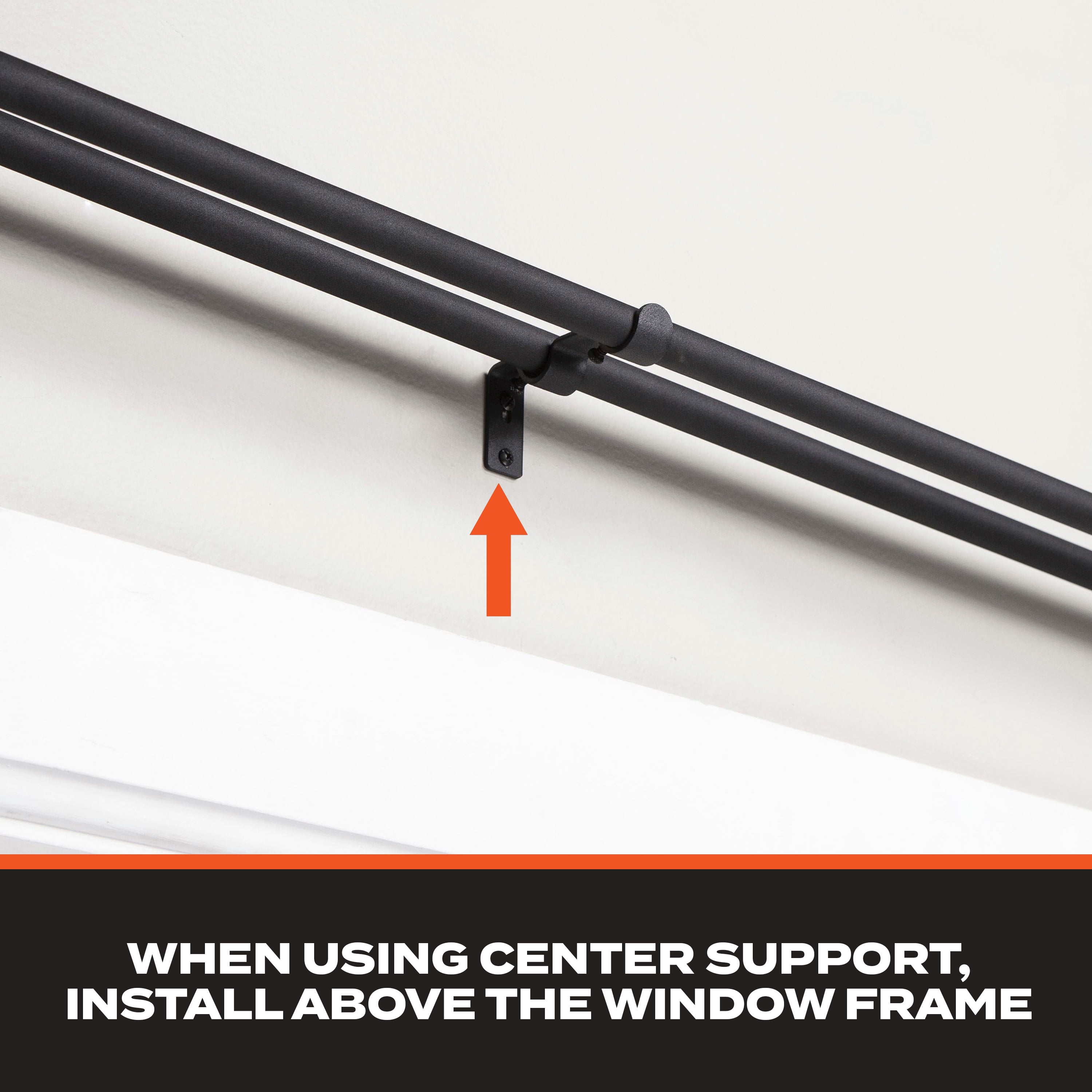 Sun Zero 0.75" Black Adjustable Double Curtain Rod Set, 66"-120"