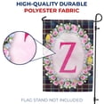 thumbnail image 4 of America Forever Spring Monogram Garden Flag Letter Z 12.5 x 18 inches Double Sided Vertical Outdoor, Yard, Lawn, Seasonal Decorative Yellow Flowers, Pink Rose, Floral Wreath Garden Flag, 4 of 5