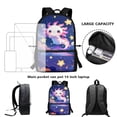 thumbnail image 3 of Yuyamidu Kawaii Axolotl Girls Backpack Set 3 in 1, 17 Inch School Backpack with Lunch Bag and Pencil Case, Large Capacity Bookbag for Elementary Middle School Girls, 3 of 7