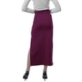 thumbnail image 4 of Moomaya Womens Basic Ribbed Knit Maxi Skirt Elastic High Waist Straight Pencil Skirt with Side Slit, 4 of 6