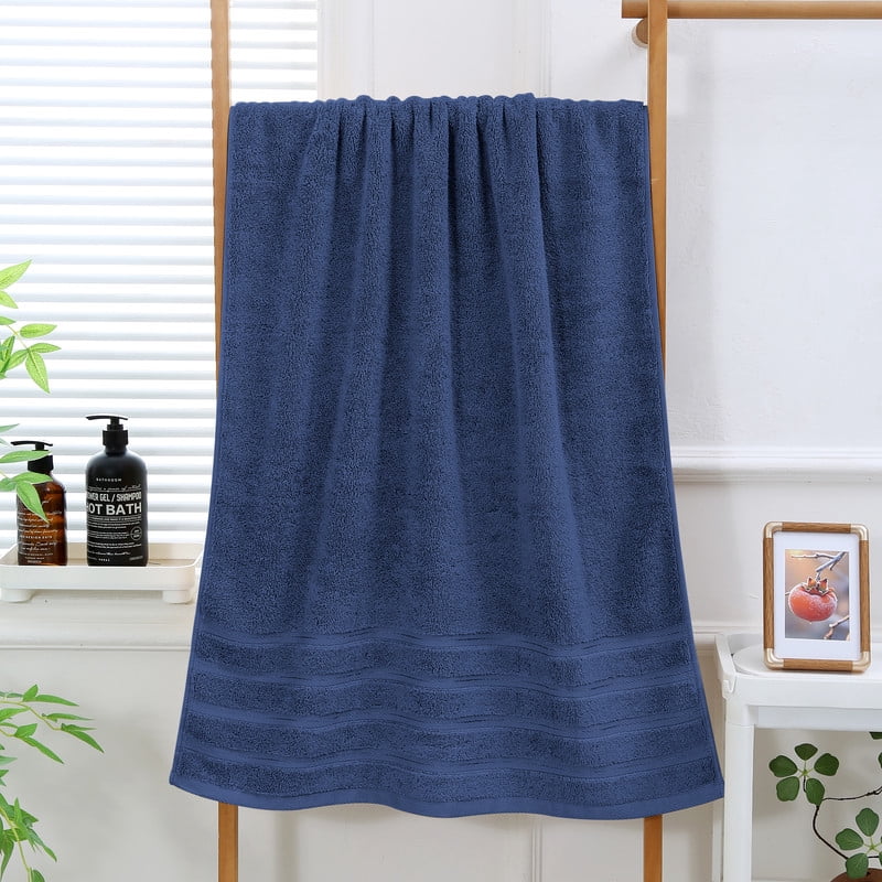 JML Blue Bath Towel Set of 8 Pieces - Cotton Blend Highly Absorbent Towels for Bathroom, 2 Soft Bath Towels, 2 Hand Towels, 4 Washcloths