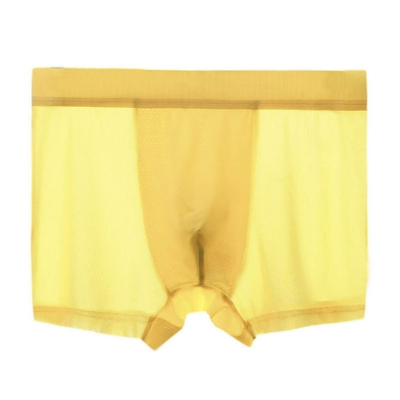 HUPOM Men'S Underwear Underwear For Men Pack Medium waist Comfort Waist Solid Boxer Briefs Yellow 2XL