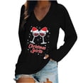 thumbnail image 2 of Puntoco Moda Mujer Casual Cuello en V Navidad Impreso Camiseta de manga larga Puntoco Puntoco-7005, 2 of 4