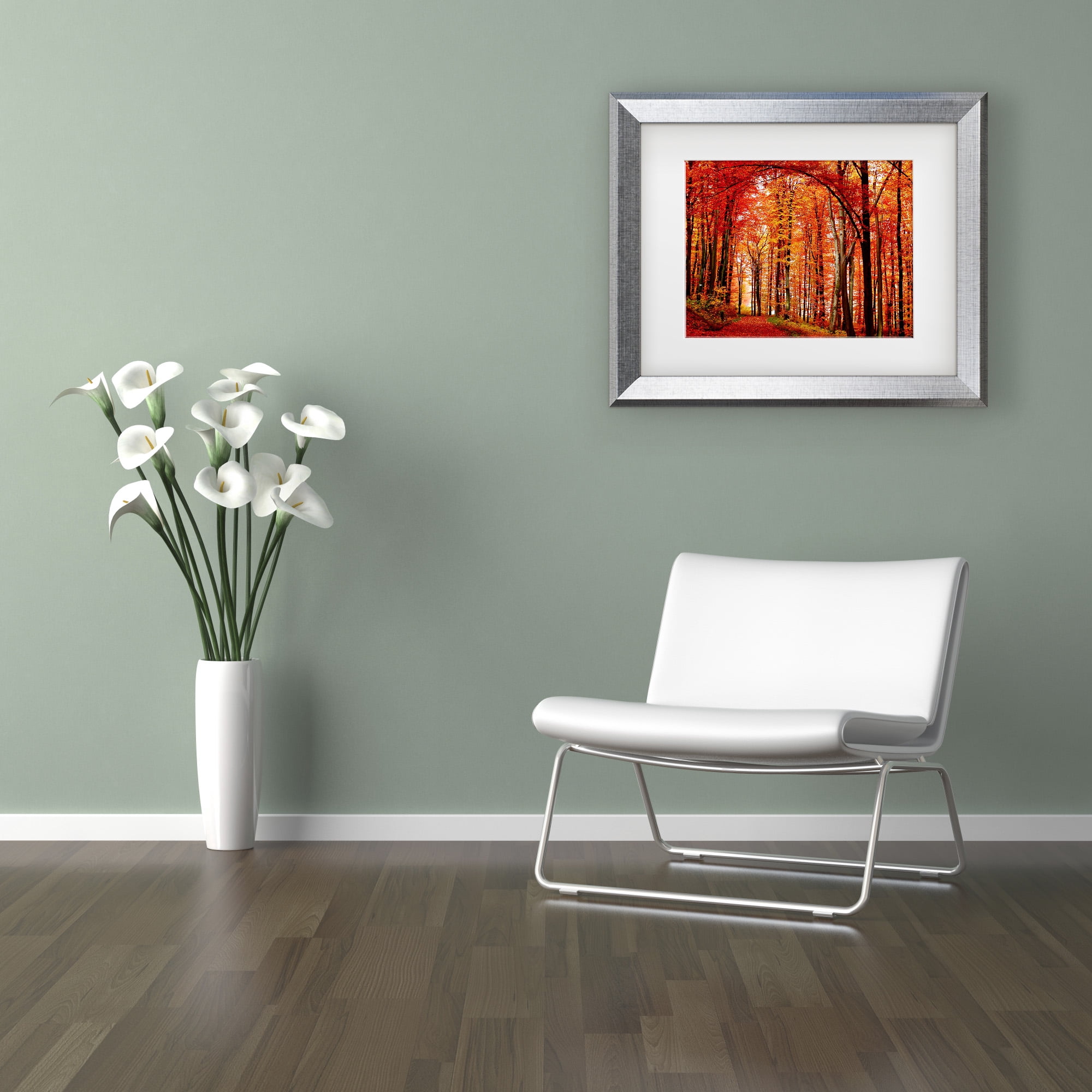 Trademark Fine Art 'The Red Way' Matted Framed Art by Philippe Sainte-Laudy