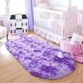 thumbnail image 6 of Junovo Fluffy Oval Rug Soft Tie Dye Area Rugs Shaggy Colorful Carpet Plush Bedside Carpet for Teen Dorm Baby Nursery,2.6 x 5.3ft,Purple, 6 of 7