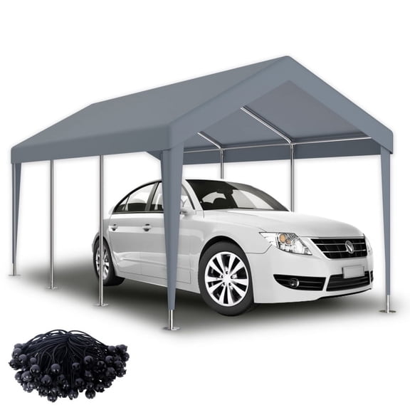 10x20ft Carport Replacement Canopy Cover, Waterproof & UV Protected Tarp with 72 Elastic Buckles Suit for Garage Shelter, Frame is Not Included,white
