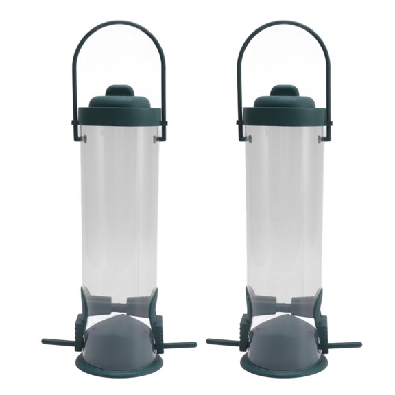 Sorven Hanging Feeder Wild Bird Feeder, 2 Set Plastic Bird Tube Feeder Easy To Fill Squirrels Proof Transparent for Tree