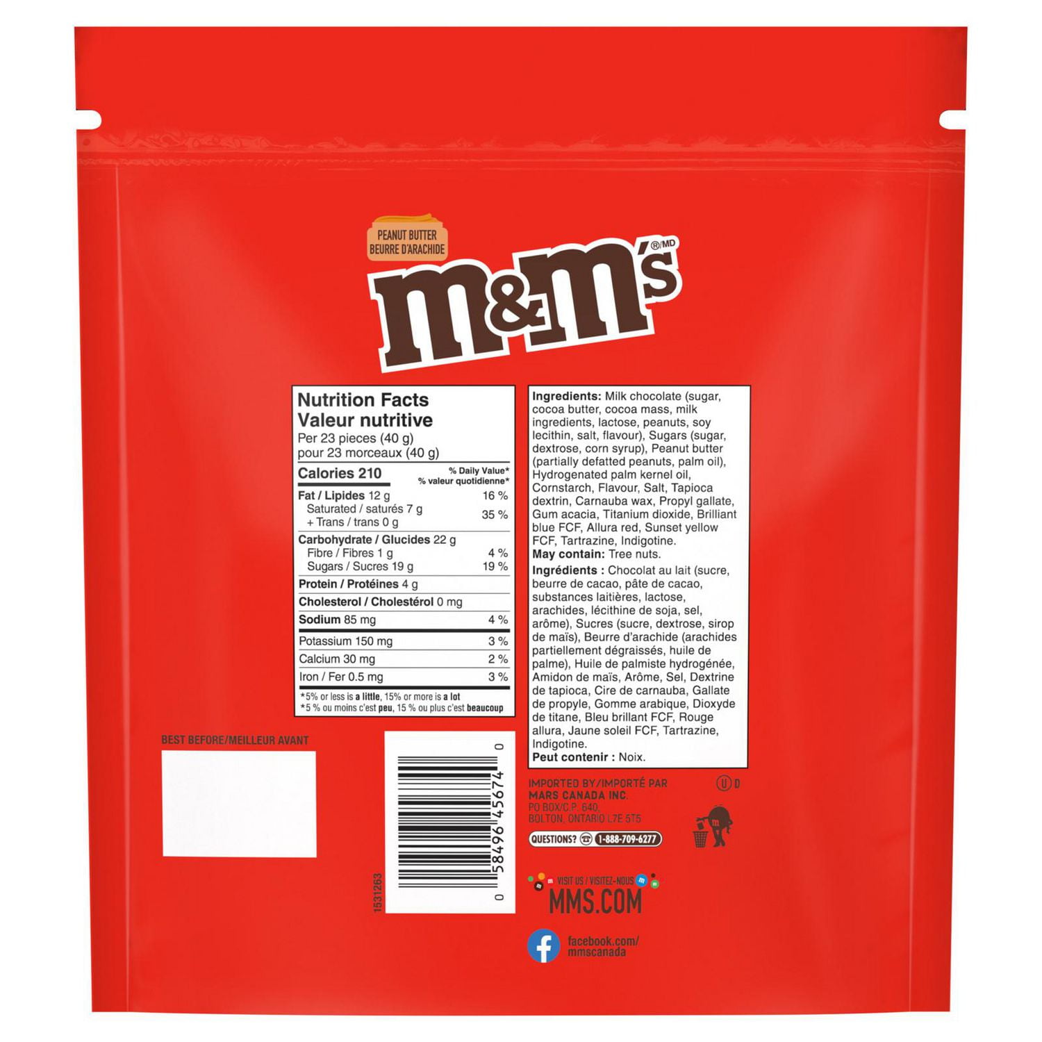 M&M'S, Peanut Butter Milk Chocolate Candies, Pantry Size Share Bag, 800g, 1 pouch, 800 g