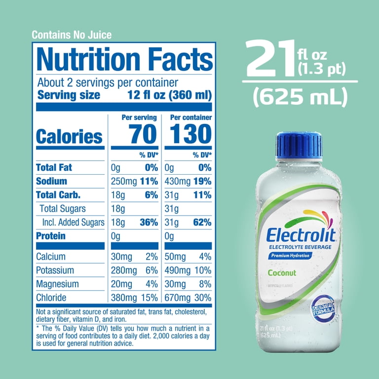 Electrolit Electrolyte Beverage, Coconut, 21 fl oz, 6 Pack photo 5