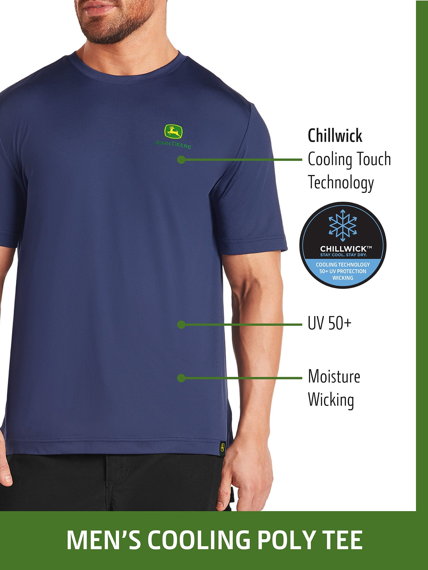 John Deere Chillwick™ Cooling Poly Logo Tee, Sizes S-3XL