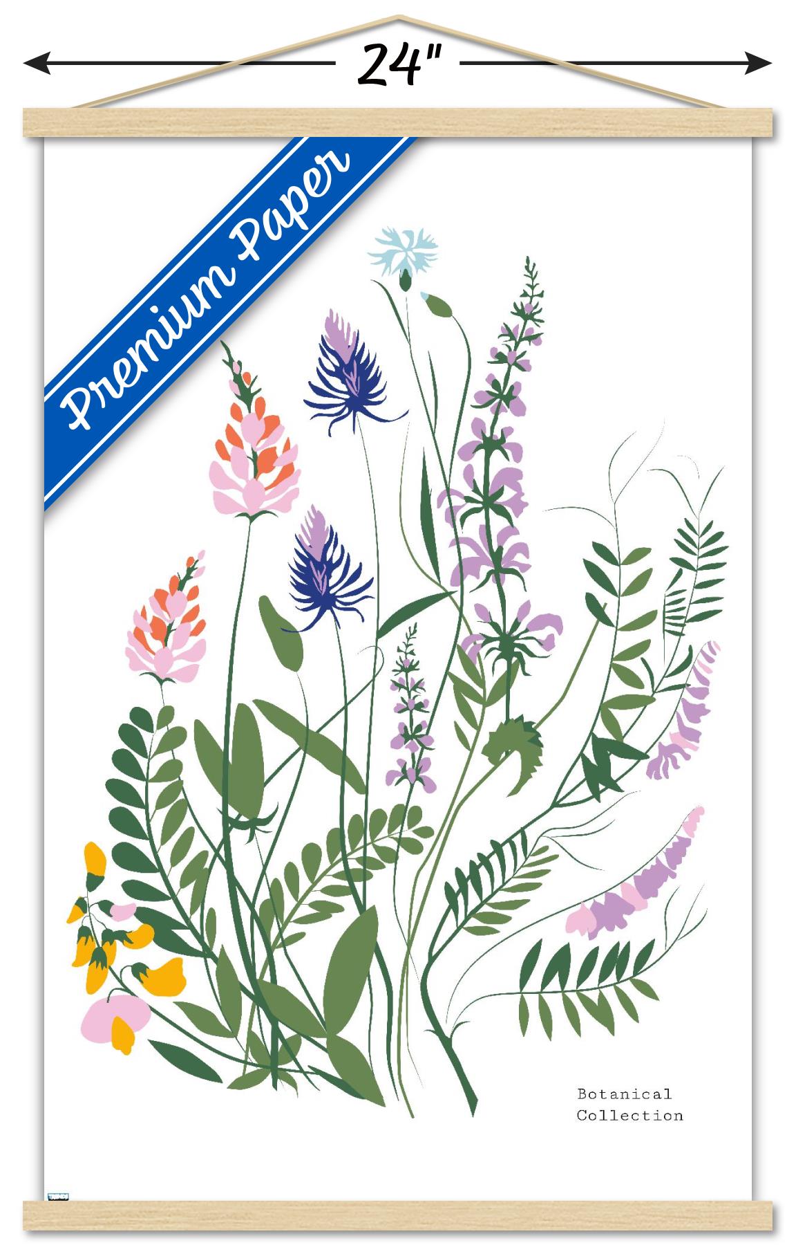 Botanical Collection - Wild Flowers Wall Poster with Magnetic Frame, 22.375" x 34"