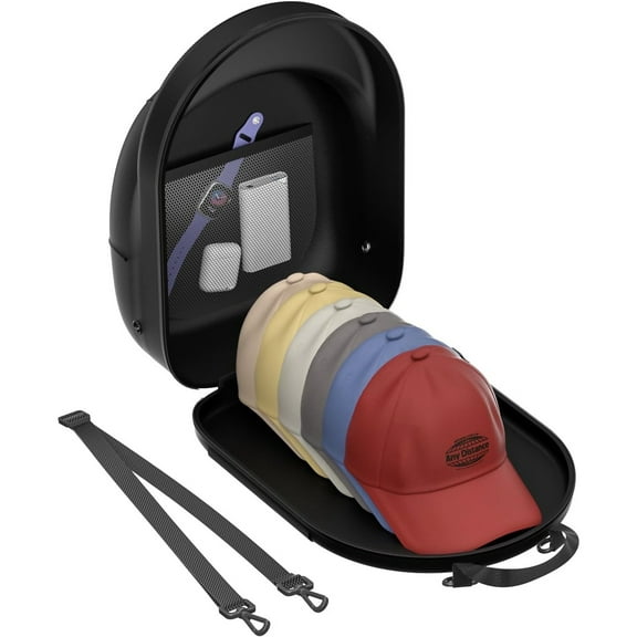 Hat Case for Travel Hat Travel Case for Baseball Caps Hat Carrier for Travel Hat Box for Travel Hat Holder for Travel Hard Hat Bag for 6 Caps Hat Suitcase Travel with Adjustable Shoulder Strap