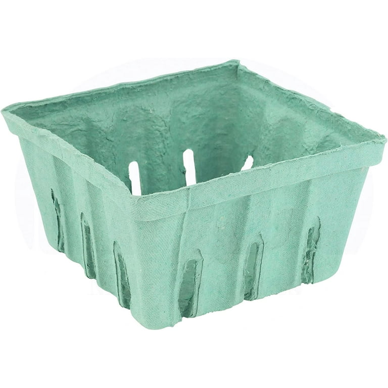 MT Products 1 Pint Vented Green Molded Pulp Fiber Berry Baskets