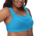 thumbnail image 3 of Deyllo Women's Sports Bras Plus Size High Impact Full Support Non-padded Wireless Workout Running Exercise Bra Activewear, Blue 34G, 3 of 12