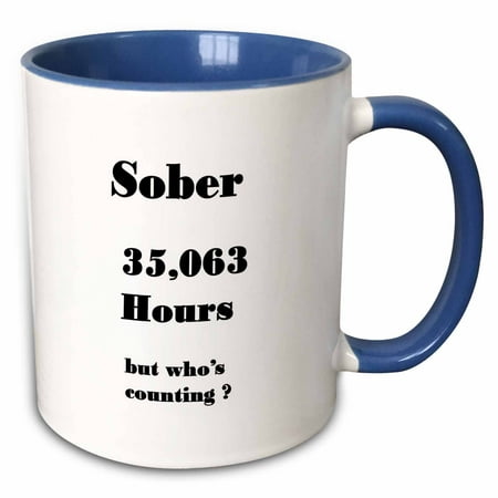 

3dRose Image of Sober 4 Years Or 35063 Hours In Words - Two Tone Blue Mug 11-ounce