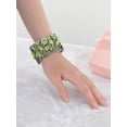 thumbnail image 7 of Antique Floral Green Blue Crystal Rhinestone Yellow Flower Garden Bracelet Bangle Cuff, 7 of 7