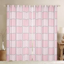 jejeloiu Classic Grid Black Out Curtains,Minimalism Geometric Checkered Curtains Pack of 2 (42x63 Each),Pink Checkerboard Bedroom Curtains For Girls Boys,Super Cozy Room Decor