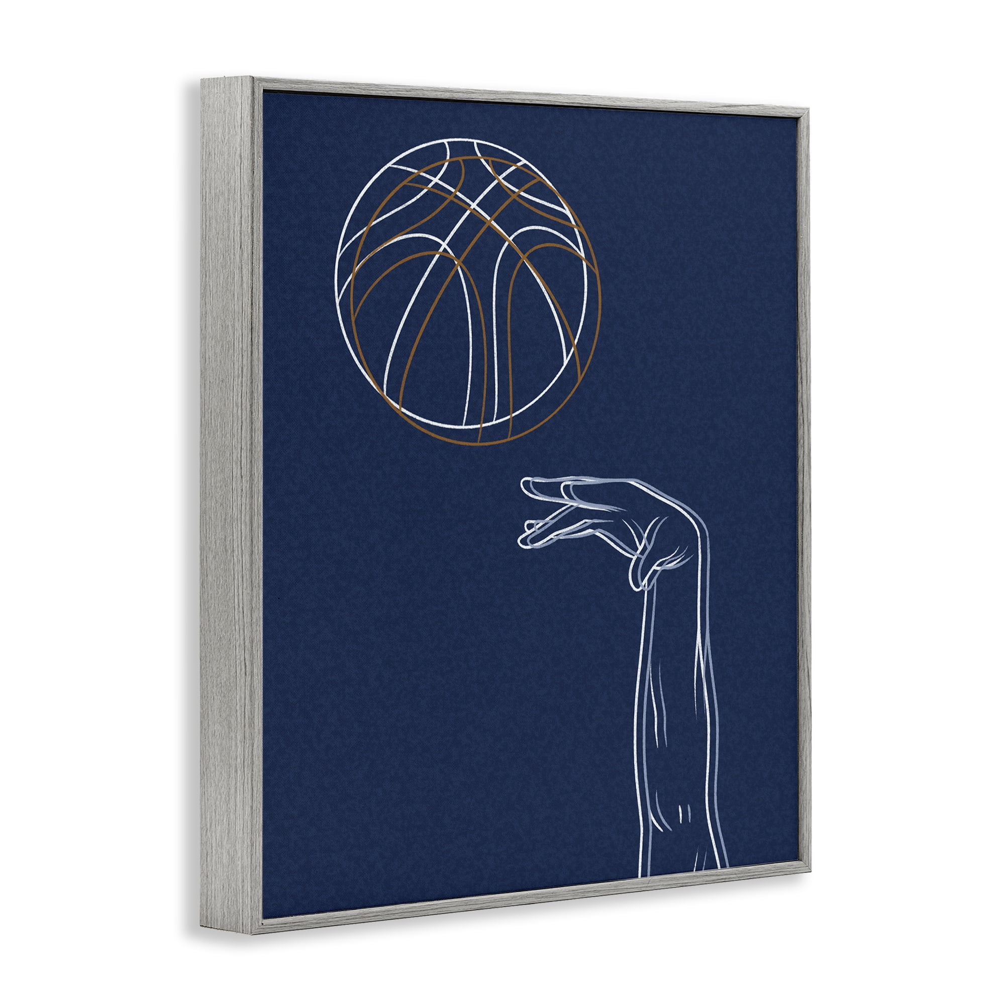 Stupell Industries Basketball Lines Contour Gray Framed Giclee Art, design by Marcus Prime