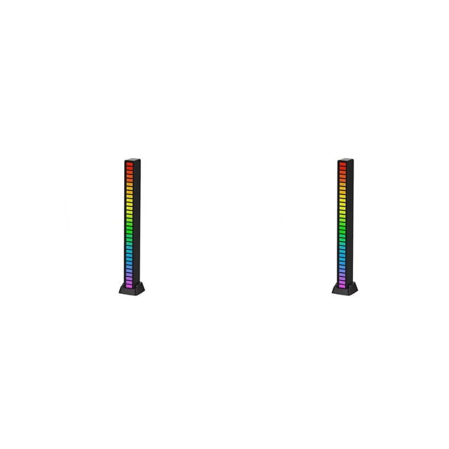 Bearachild Luz recargable RGB para juegos, control de sonido activado por voz, lámpara inalámbrica tipo c, accesorio de iluminación de carga, 16 Cuentas Negro 2piezas