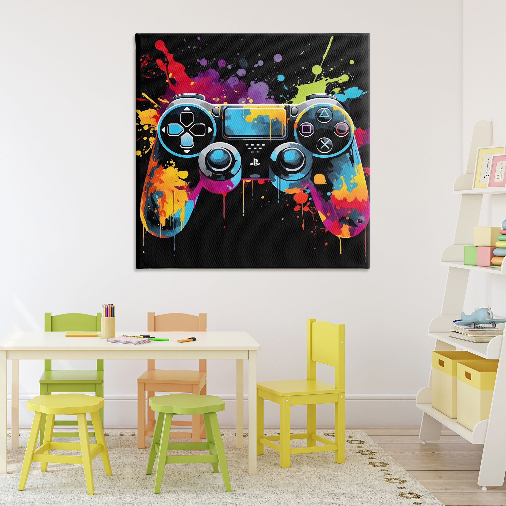 Stupell Industries Paint Splash Game Controller Canvas Wall Art, design by Creative Studio