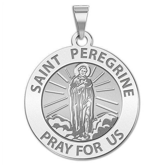 PicturesOnGold.com Saint Peregrine Religious Medal Female Adult Pendant - 3/4″ Size of a Nickel, Sterling Silver