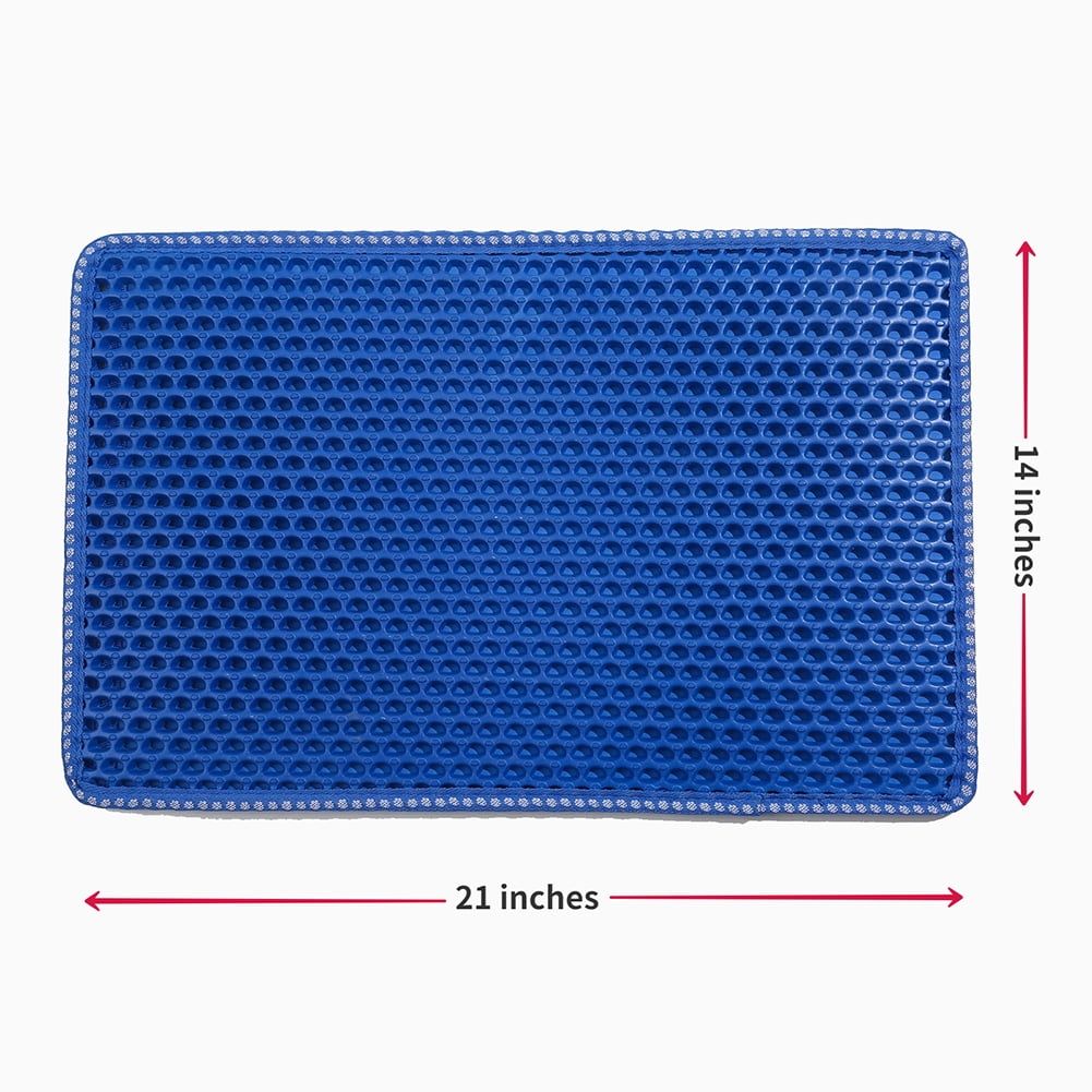 2-Layer Cat Litter Mat Litter Trapper Blue Traps Litter from Box, Soft on Kitty Cat Paws Honeycomb Double-Layer, Helps to Waste Less Litter on Floors Size 21" X 14" 2-Layer Cat Litter Mat Litter Trapper Blue Traps Litter from Box, Soft on Kitty Cat Paws Honeycomb Double-Layer, Helps to Waste Less Litter on Floors Size 21" X 14"
