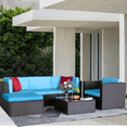 thumbnail image 6 of Lacoo 6 Pieces Patio Indoor Furniture Set Outdoor Sectional Sofa Outdoor Furniture, Blue, 6 of 7