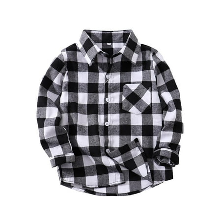 

Dezsed Fall Kids Little Boys Girls Baby Long Sleeve Button Down Red Plaid Flannel Shirt Girl Boy Jackets 12M-10T Kids Teenage Cotton Children Outerwear