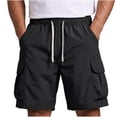 thumbnail image 2 of Ceisia Men's Quick Dry Cargo Shorts Elastic Waist Drawstring With Multi Pockets Casual Summer Beach Shorts Black XXXXL Gift, 2 of 7